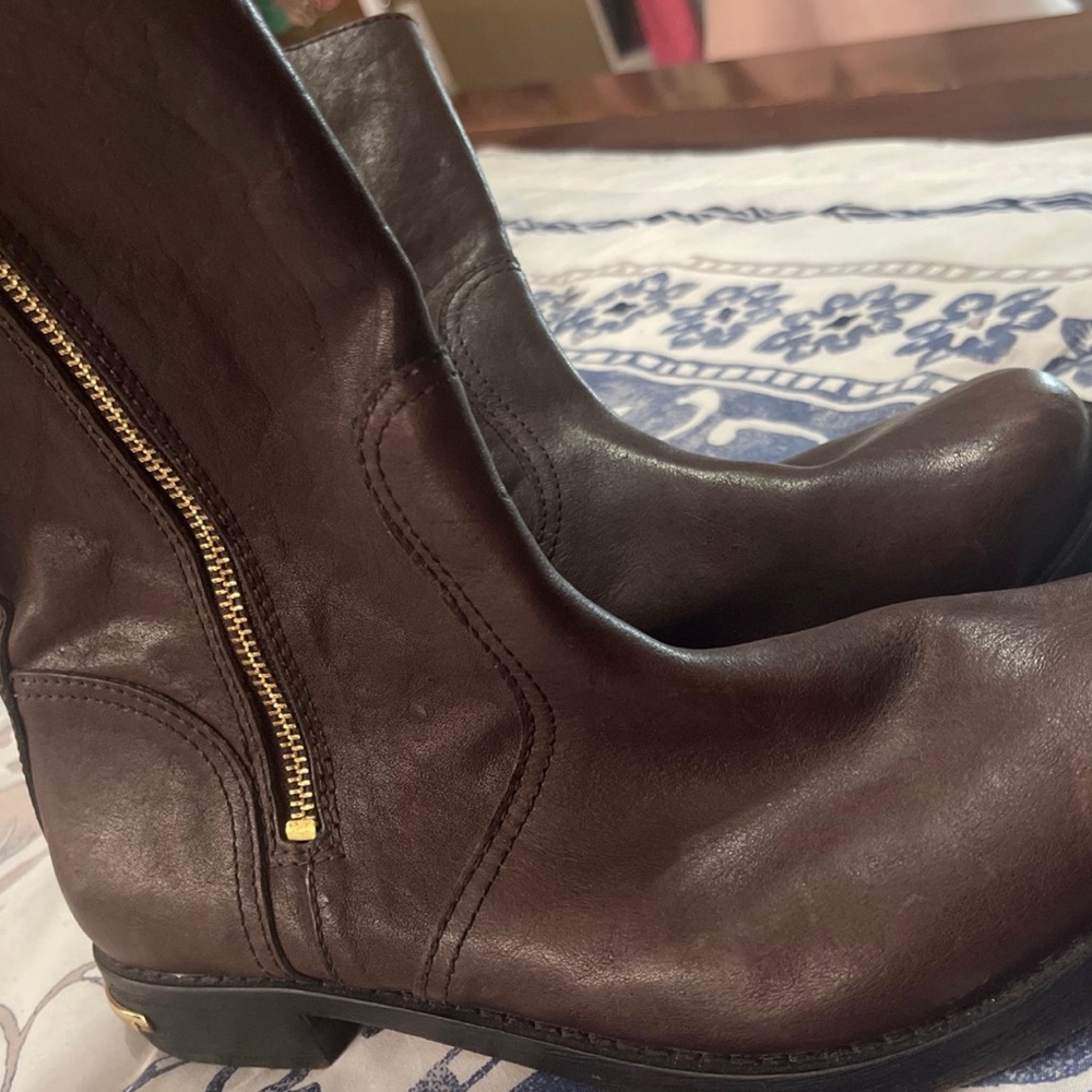 Brown leather boots